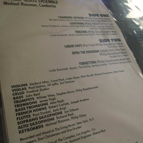 PHILIP GLASS "Songs From Liquid Days" 1986 FM-LP - Picture 4 of 4